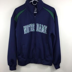 Notre Dame Full Zip Jacket Blue Small Spell Out